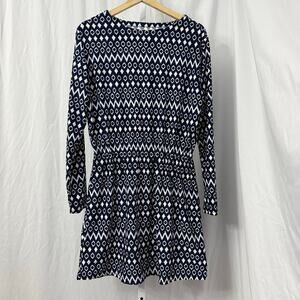 Coolibar Dress Size Small UPF 50 Sun Protection Navy Blue White Geometric
